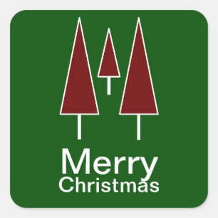Merry Christmas Typography Square Sticker