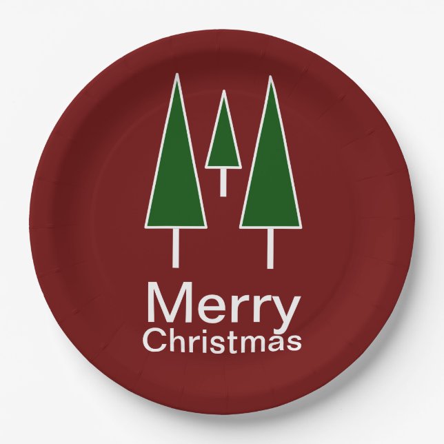 Merry Christmas Typography Tableware Paper Plate (Front)