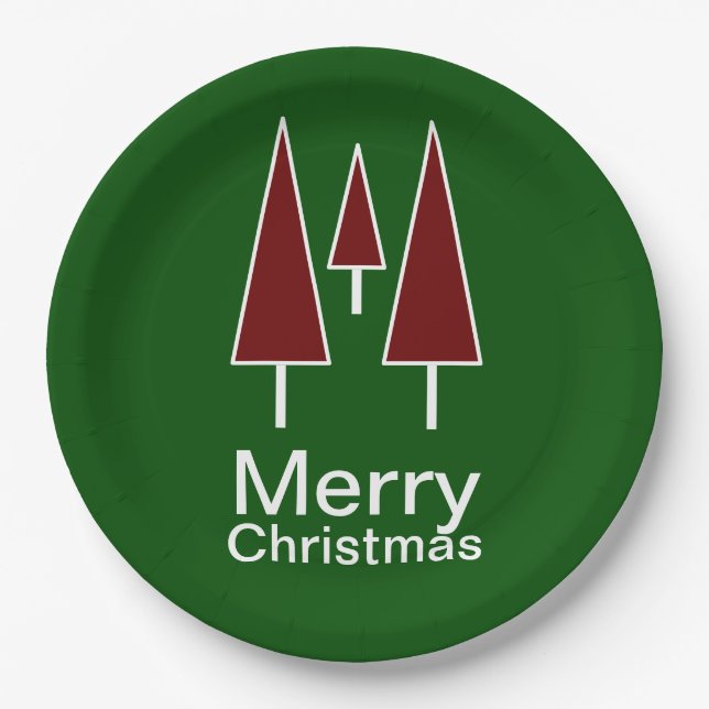 Merry Christmas Typography Tableware Paper Plates (Front)