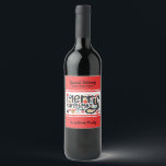 Merry Christmas Typography Wine Label<br><div class="desc">Merry Christmas in a fun font is surrounded by cute holiday items and set on a red background (you can change the colour.) Perfect wine bottle labels for holiday gift giving.</div>