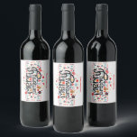 Merry Christmas Typography Wine Label<br><div class="desc">Merry Christmas in a fun font is surrounded by cute holiday items on this fun personalised beverage label for wine,  sparkling wine,  liquor bottles,  it's up to you. Perfect labels for holiday gift-giving or to serve at your party.</div>