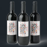 Merry Christmas Typography Wine Label<br><div class="desc">Merry Christmas in a fun font is surrounded by cute holiday items on this fun personalised beverage label for wine,  sparkling wine,  liquor bottles,  it's up to you. Perfect labels for holiday gift-giving or to serve at your party.</div>