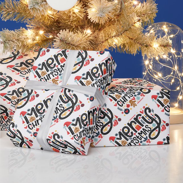 Merry Christmas Typography Wrapping Paper (Holidays)