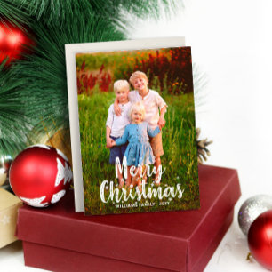 Merry Christmas Typograpy  Fun Family Photo Holiday Card