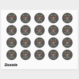 Merry Christmas Ugly Dog Schnauzer Santa Hat Classic Round Sticker