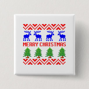 Merry Christmas Ugly Sweater 15 Cm Square Badge