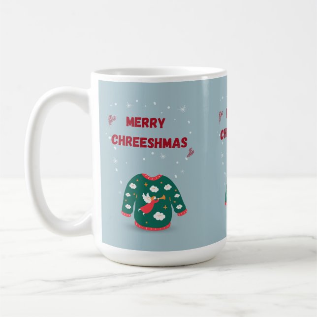 Merry Christmas Ugly Sweater Angel  Coffee Mug (Left)