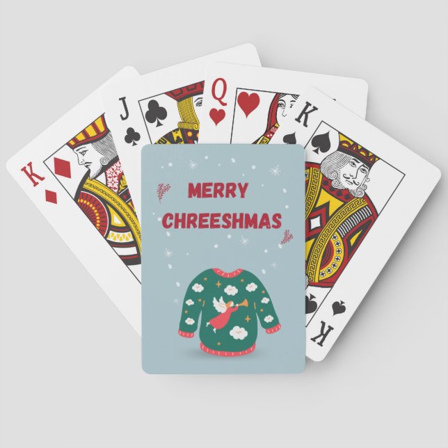 Merry Christmas Ugly Sweater Angel  Playing Cards (Back)