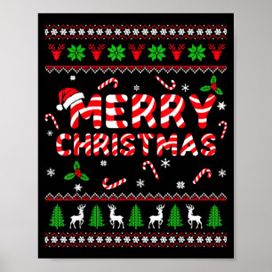Merry Christmas Ugly Sweater Candy Cane Men Women  Poster