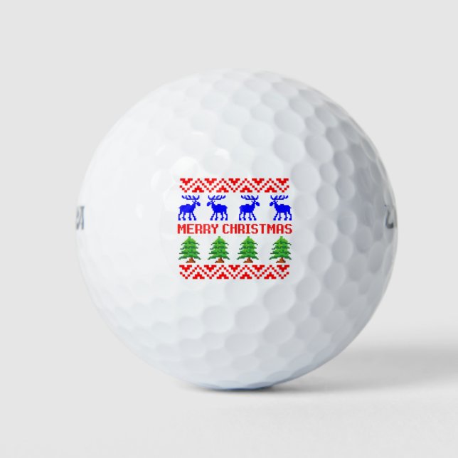 Merry Christmas Ugly Sweater Golf Balls (Front)