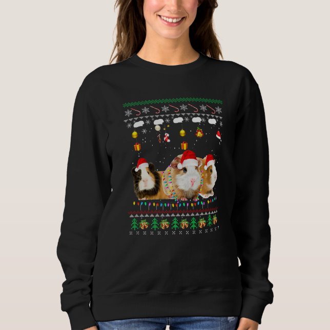 Merry Christmas Ugly Xmas Guinea Pig Santa Hat Chr Sweatshirt (Front)