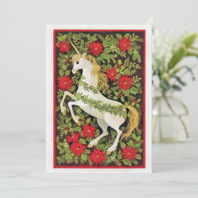 Merry Christmas Unicorn Holiday Card (Standing Front)