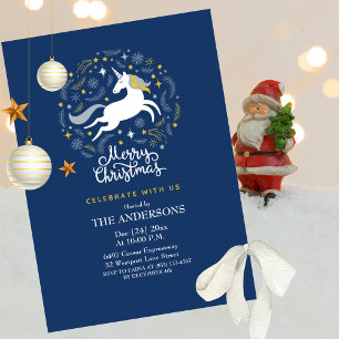 Merry Christmas Unicorn Invitation