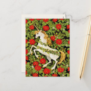 Merry Christmas Unicorn Red Green White Holiday Postcard