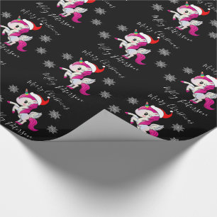 Merry Christmas unicorn & snowflakes personalised Wrapping Paper