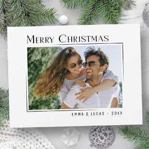 Merry Christmas Unique Modern Minimal Style Photo Holiday Postcard