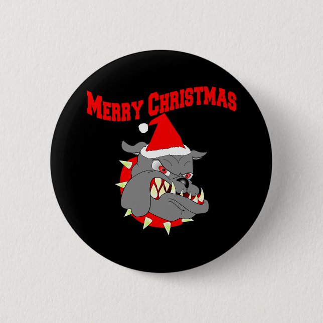 Merry Christmas USMC Devil Dog 6 Cm Round Badge (Front)