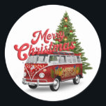 Merry Christmas Van Classic Round Sticker<br><div class="desc"></div>
