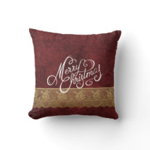 Merry Christmas Velvet Lace Red Gold Holiday