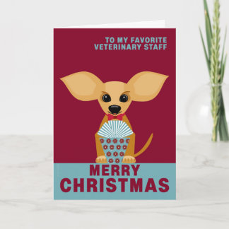 Merry Christmas Veterinary Staff Cute Chihuahua Holiday Card