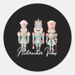 Merry Christmas Vibes Nutcracker Ballet Peace Xmas Classic Round Sticker