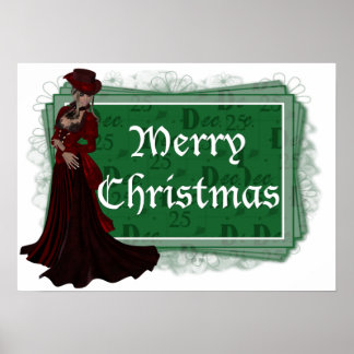 Merry Christmas Victorian Woman 2 Print