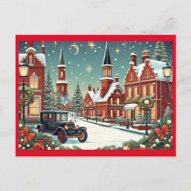 Merry Christmas Village Holiday Postcard (Front)