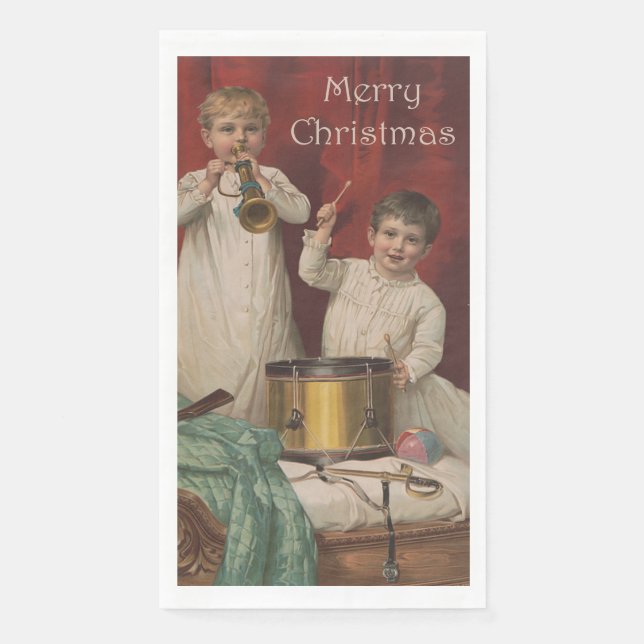 Merry Christmas Vintage Art Napkin (Front)