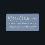 Merry Christmas Vintage Blue Return Address Label<br><div class="desc">Festive Merry Christmas return address labels with the text 'Merry Christmas' in white handwritten chic script calligraphy on a vintage blue background. Simply add your name and address. Perfect for your holiday cards and invitations! Exclusively designed for you by Happy Dolphin Studio. If you need any help or matching products,...</div>