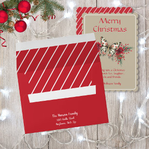 Merry Christmas Vintage Butterfly Poinsettia Envelope