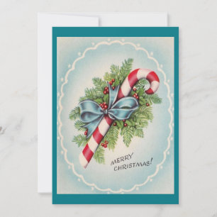 Merry Christmas Vintage Candy Cane Holiday Card