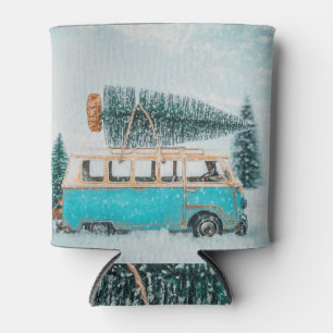 Merry Christmas: vintage car postcard. Can Cooler