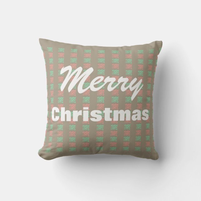 Merry Christmas Vintage Chequered Cushion (Front)