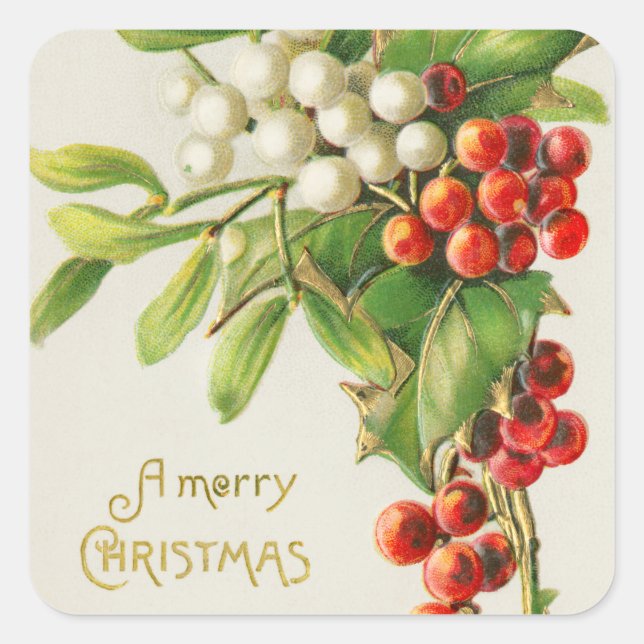 Merry christmas vintage cherry  holiday   square sticker (Front)