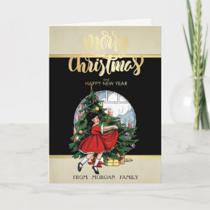 Merry Christmas,Vintage Christmas Tree  Holiday Card