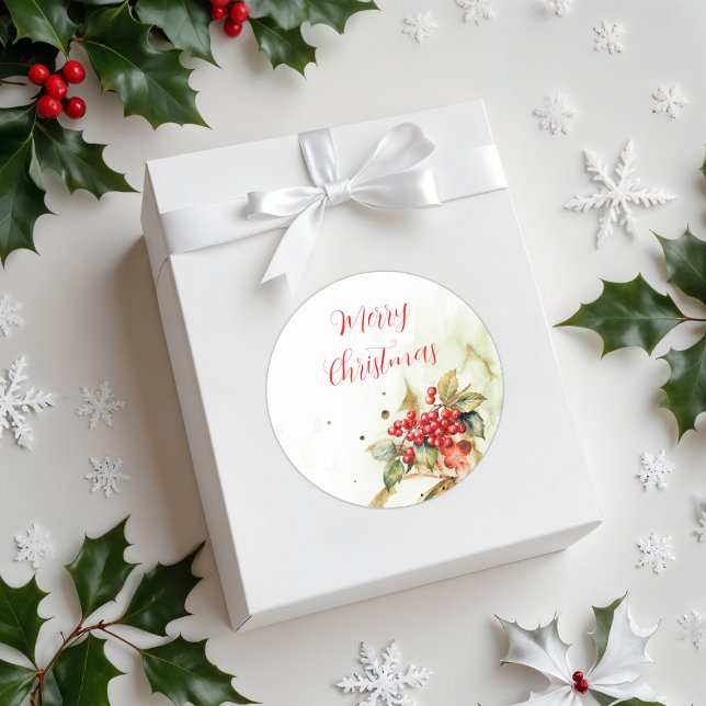 Merry Christmas Vintage Classic Round Sticker (Creator Uploaded)