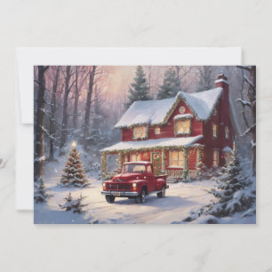 Merry Christmas Vintage Cottage Holiday Card