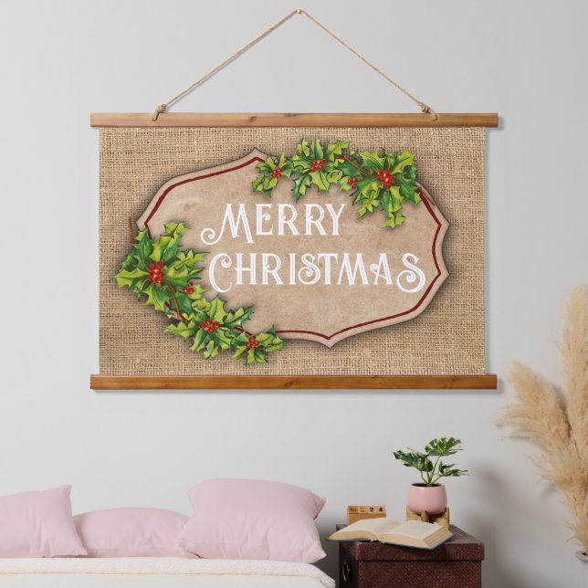 Merry Christmas Vintage Country Wall Tapestry (Bedroom)