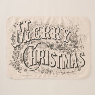 Merry Christmas, Vintage Currier & Ives Print Sherpa Blanket