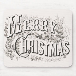 Merry Christmas, Vintage Currier & Ives (reprod) Mouse Pad