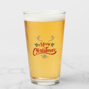 Merry Christmas Vintage Design   Red & Green Glass