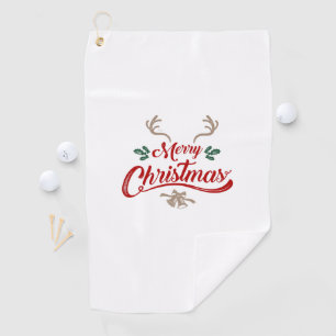 Merry Christmas Vintage Design Red & Green Golf Towel