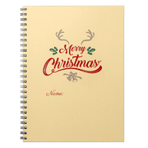 Merry Christmas Vintage Design   Red & Green Notebook