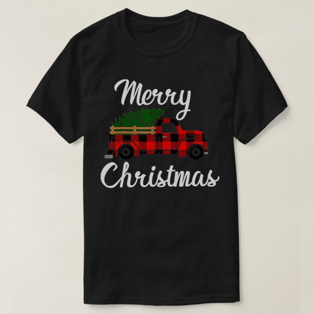 Merry Christmas Vintage Farm Truck  T-Shirt (Design Front)