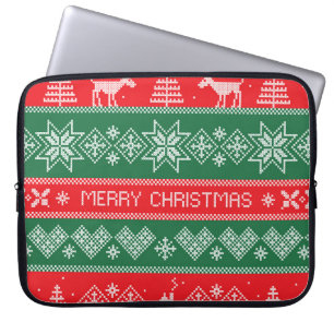Merry Christmas: vintage festive pattern. Laptop Sleeve