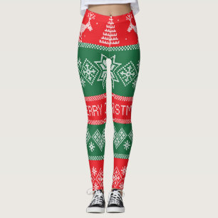 Merry Christmas: vintage festive pattern. Leggings