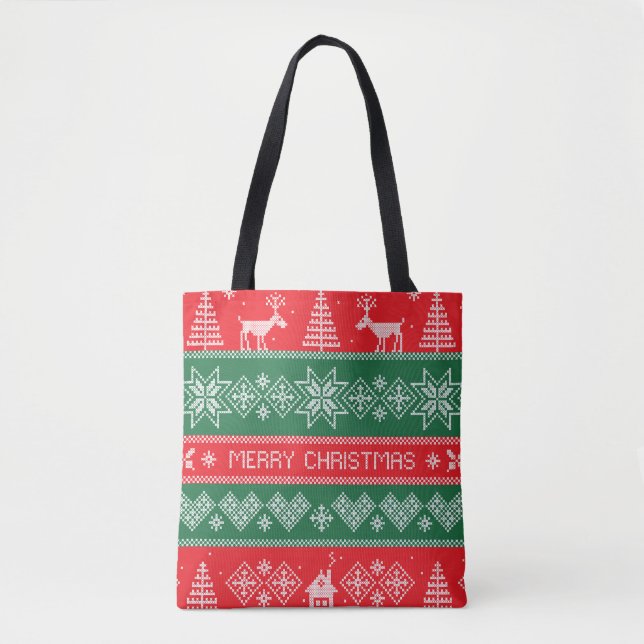 Merry Christmas: vintage festive pattern. Tote Bag (Front)