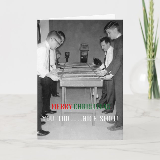 MERRY CHRISTMAS VINTAGE FOOSBALL FUZBOLL PHOTO HOLIDAY CARD (Front)