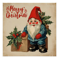 Merry Christmas Vintage Gnome
