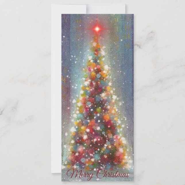 Merry Christmas Vintage Holiday Tree Card (Front)
